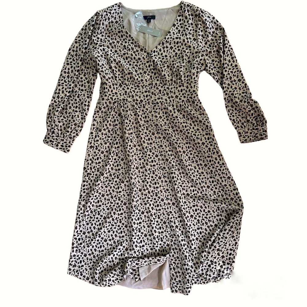 J. Crew Button-front A-line midi dress in leopard size 8 - Picture 2 of 13